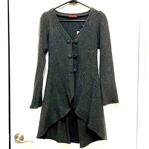 Handmade Charcoal Gray Wool Cardigan-Jacket, NWT Sz S